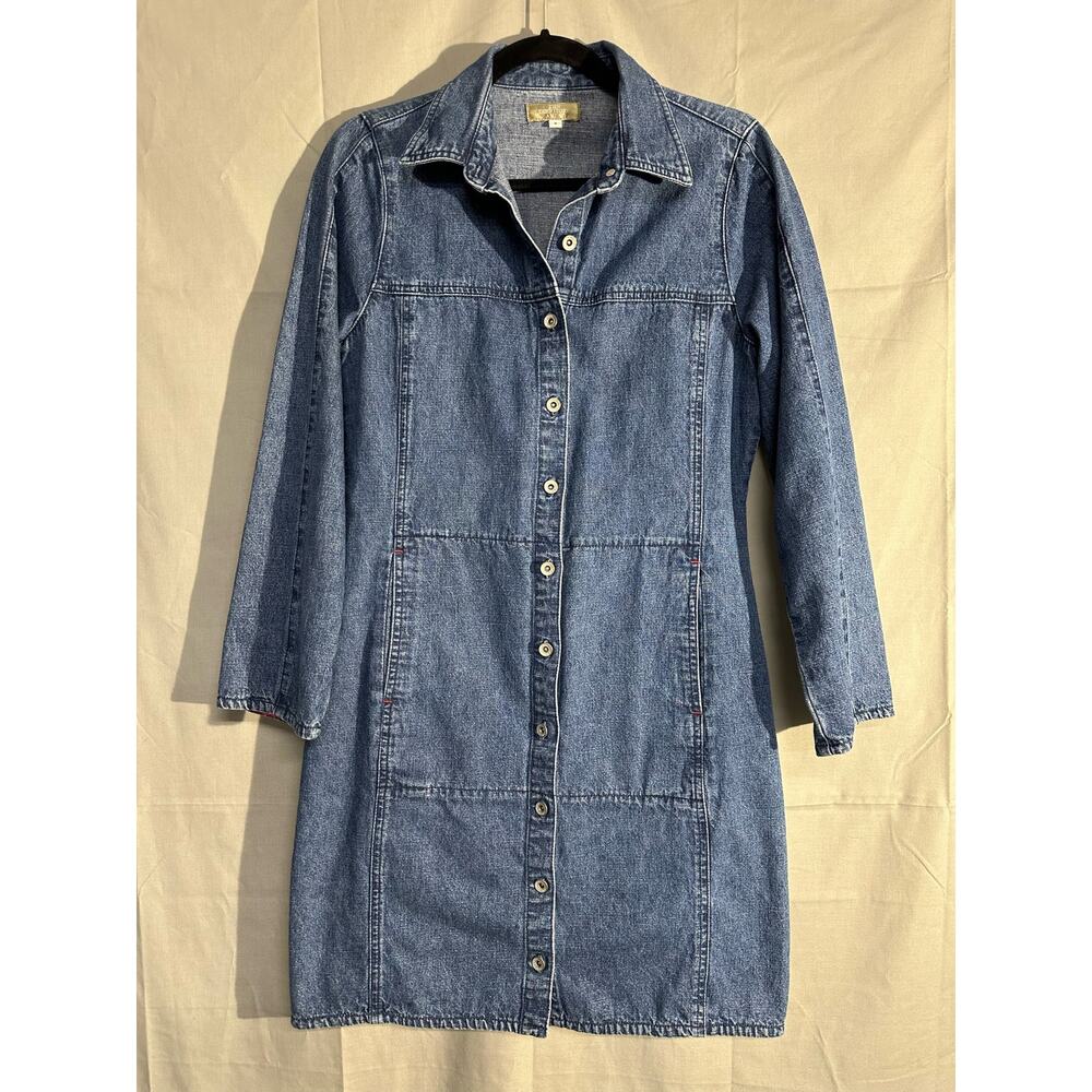 Vintage Territory Ahead Denim Shirt Dress EUC